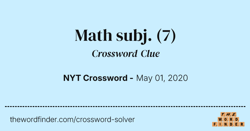 Math subj. crossword clue image