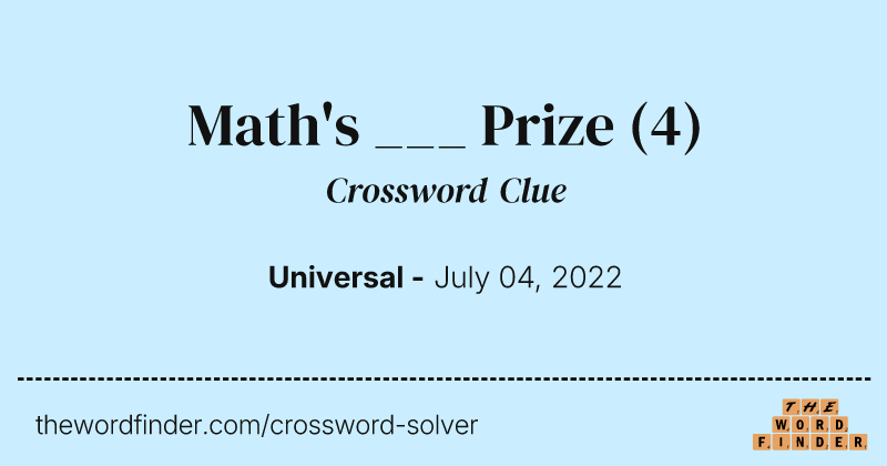 Math's ___ Prize crossword clue image