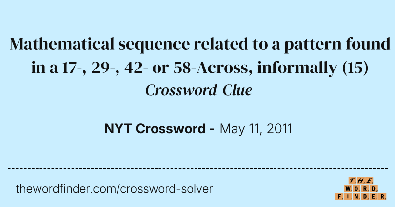 Mathematical sequence related to a pattern found in a 17-, 29-, 42- or 58-Across, informally crossword clue image