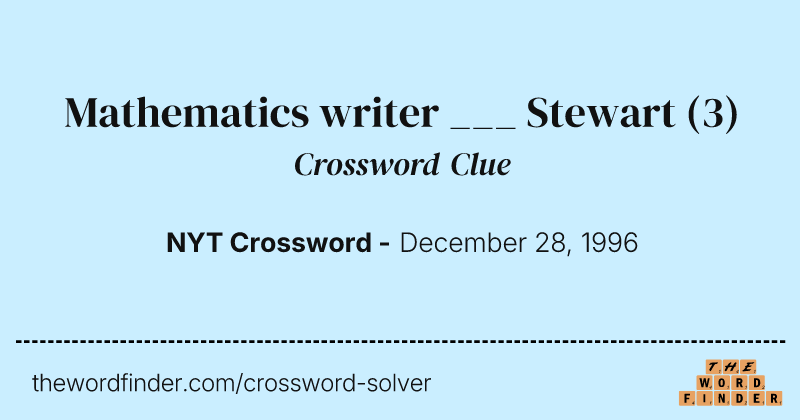 Mathematics writer ___ Stewart crossword clue image