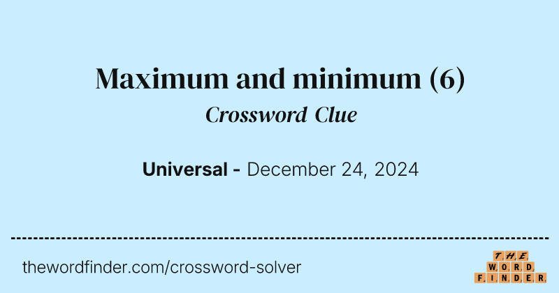 Maximum and minimum crossword clue image