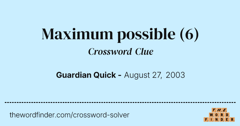 Maximum possible crossword clue image