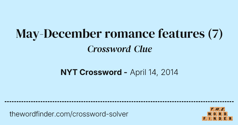 May-December romance features crossword clue image