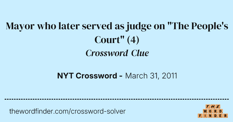 Mayor who later served as judge on "The People's Court" crossword clue image