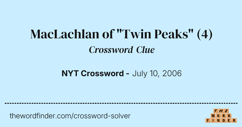 MacLachlan of "Twin Peaks" crossword clue image