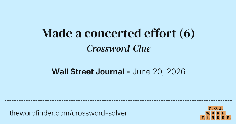 Made a concerted effort crossword clue image