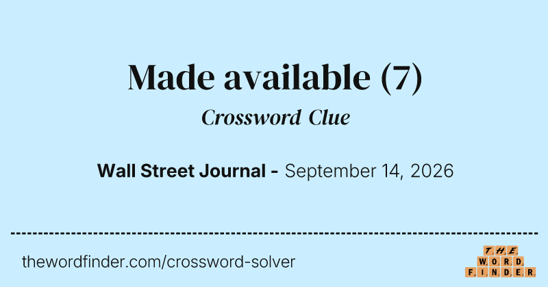 Made available crossword clue image