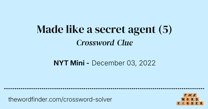 Made like a secret agent crossword clue image