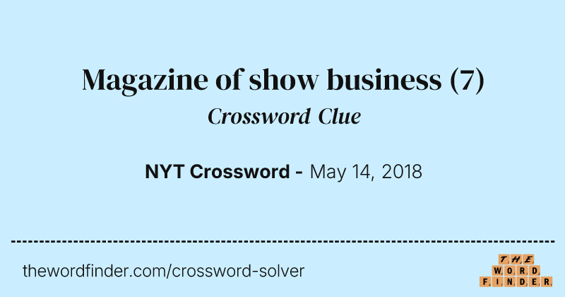 Magazine of show business crossword clue image