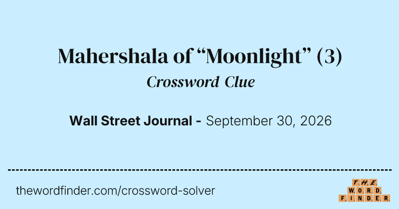Mahershala of “Moonlight” crossword clue image