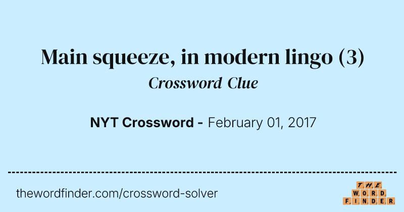 Main squeeze, in modern lingo crossword clue image
