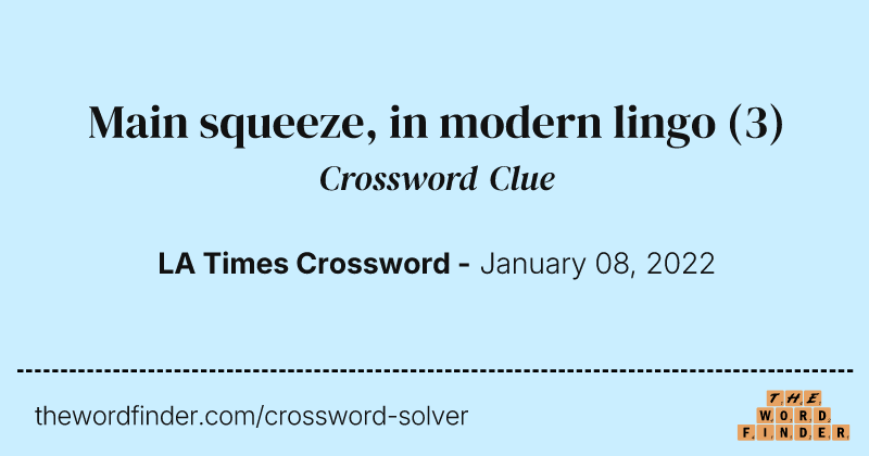 Main squeeze, in modern lingo crossword clue image