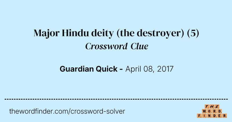 Major Hindu deity (the destroyer) crossword clue image