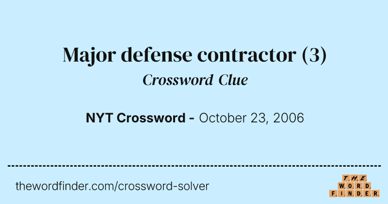 Major defense contractor crossword clue image