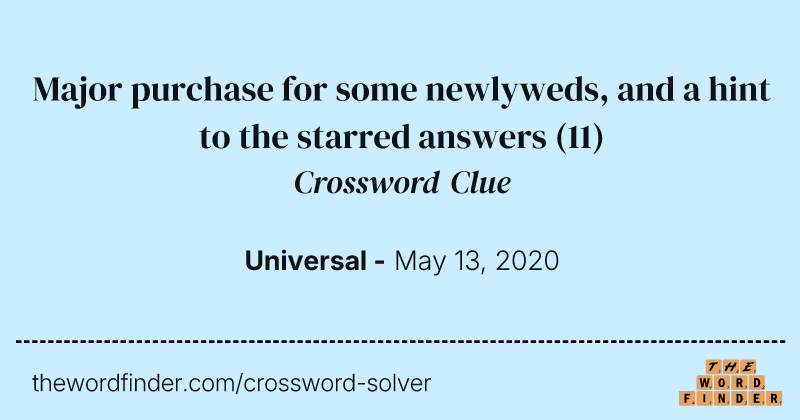 Major purchase for some newlyweds, and a hint to the starred answers crossword clue image