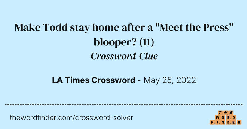 Make Todd stay home after a "Meet the Press" blooper? crossword clue image