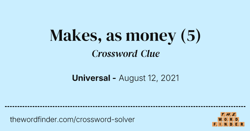 Makes, as money crossword clue image