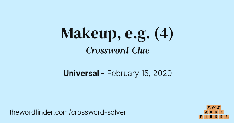Makeup, e.g. crossword clue image
