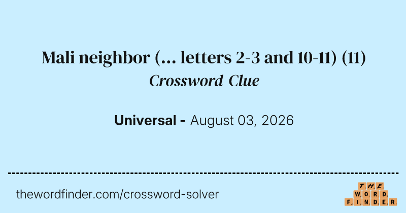 Mali neighbor (... letters 2-3 and 10-11) crossword clue image