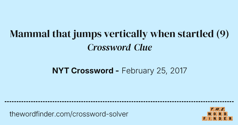 Mammal that jumps vertically when startled crossword clue image