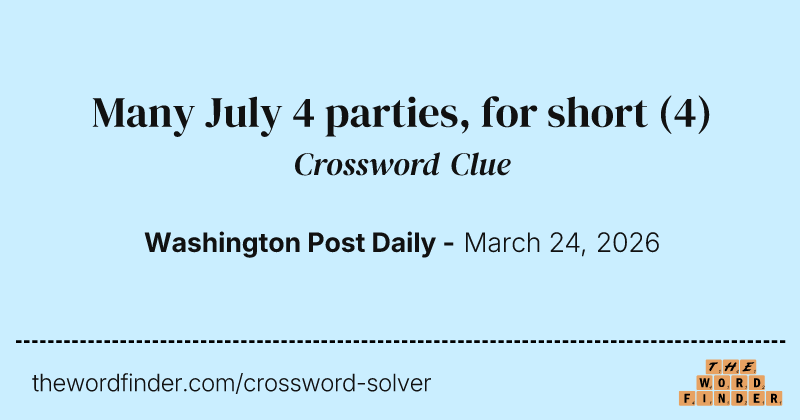 Many July 4 parties, for short crossword clue image