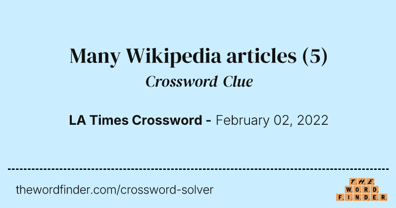 Many Wikipedia articles crossword clue image