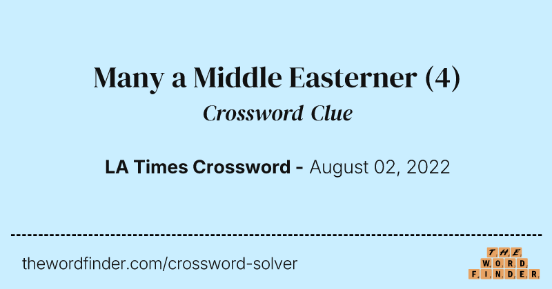 Many a Middle Easterner crossword clue image