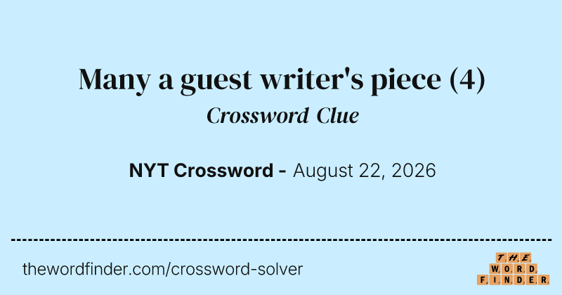 Many a guest writer's piece crossword clue image