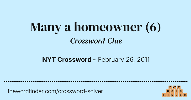 Many a homeowner crossword clue image