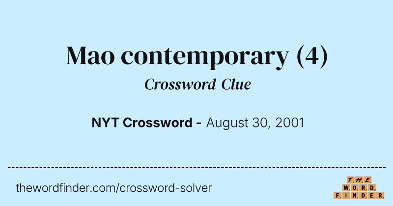 Mao contemporary crossword clue image