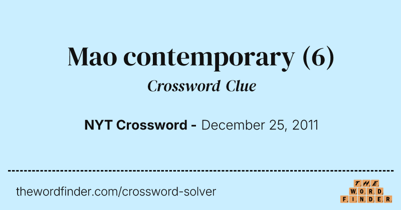 Mao contemporary crossword clue image