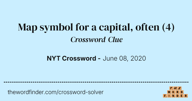 Map symbol for a capital, often crossword clue image