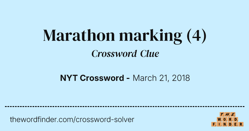 Marathon marking crossword clue image