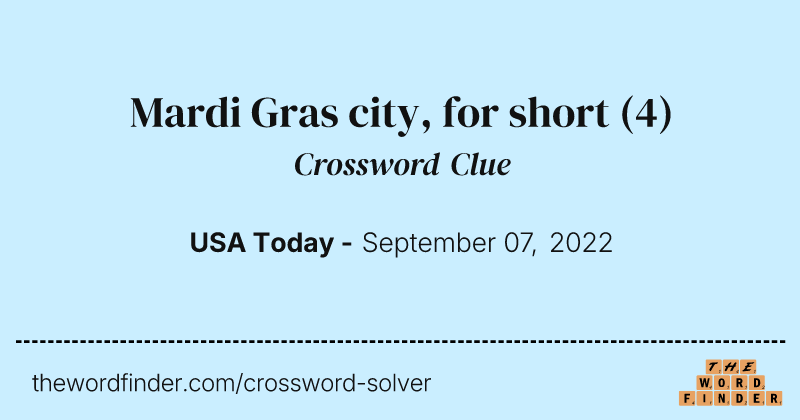 Mardi Gras city, for short crossword clue image