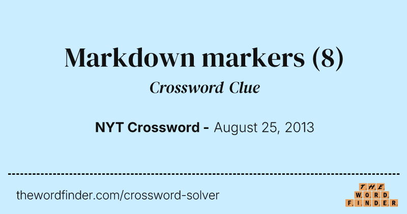 Markdown markers crossword clue image