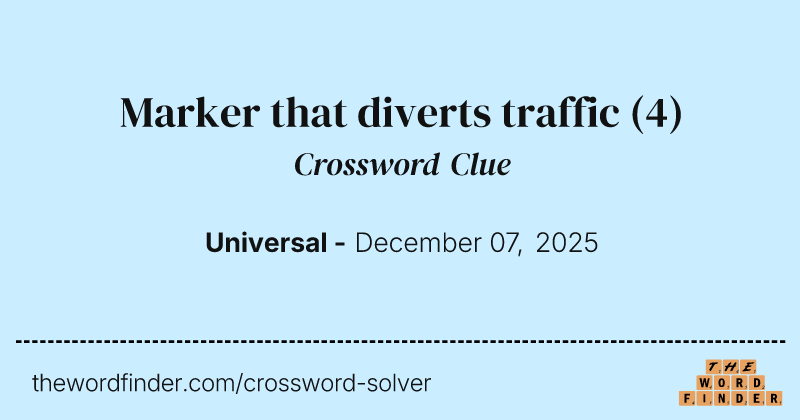 Marker that diverts traffic crossword clue image