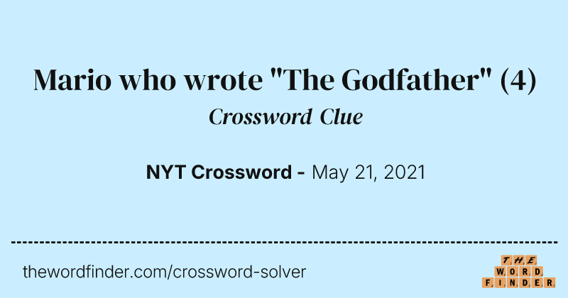 Mario who wrote "The Godfather" crossword clue image