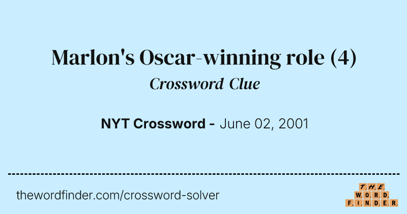 Marlon's Oscar-winning role crossword clue image