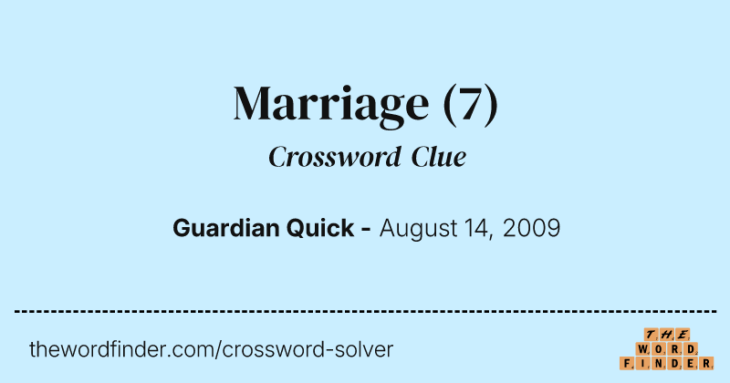 Marriage crossword clue image