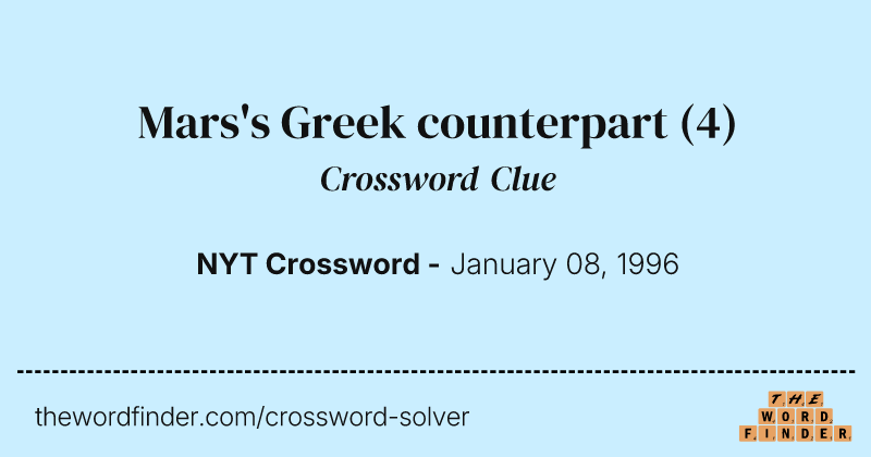Mars's Greek counterpart crossword clue image