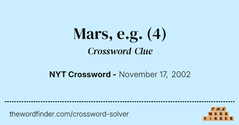 Mars, e.g. crossword clue image