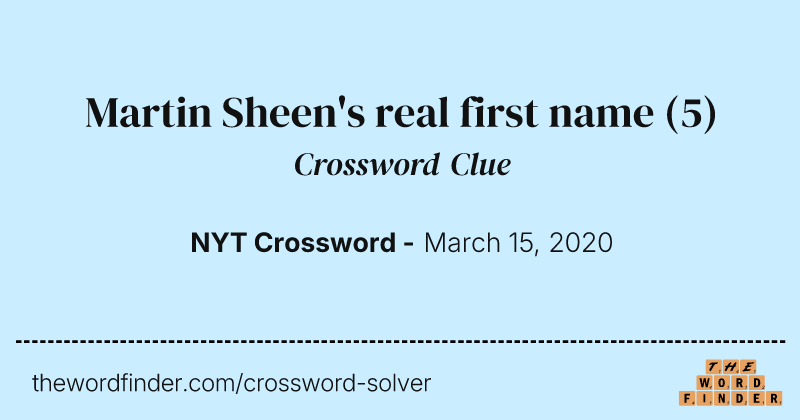 Martin Sheen's real first name crossword clue image