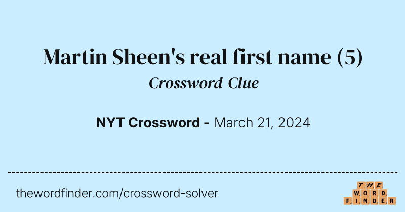 Martin Sheen's real first name crossword clue image