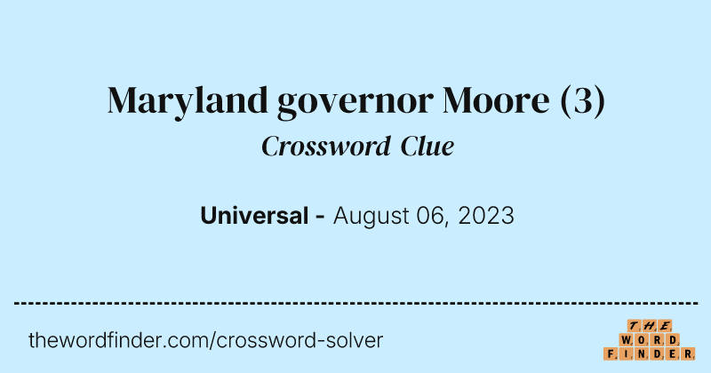 Maryland governor Moore crossword clue image