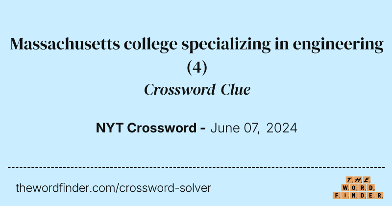 Massachusetts college specializing in engineering crossword clue image