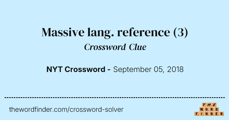 Massive lang. reference crossword clue image