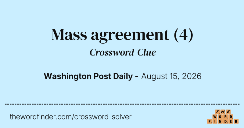 Mass agreement crossword clue image