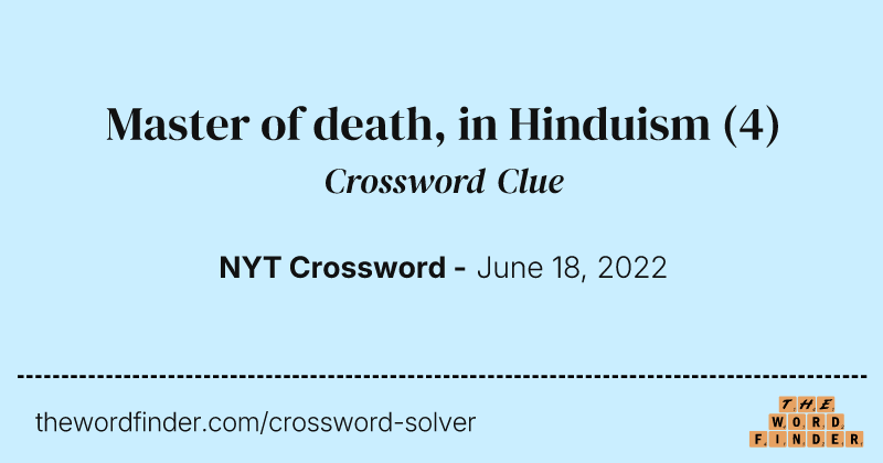 Master of death, in Hinduism crossword clue image