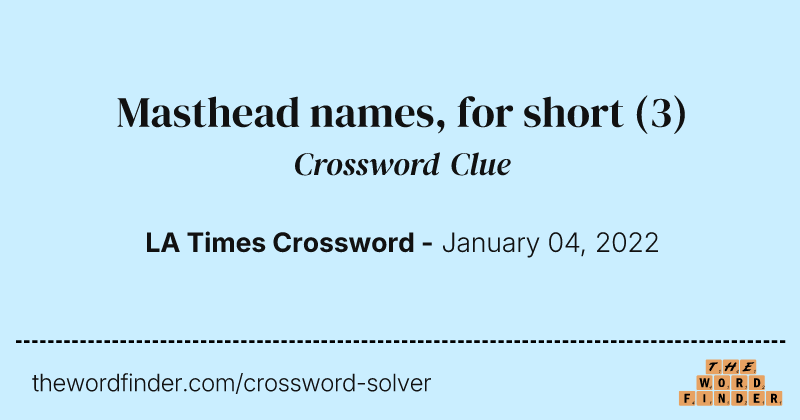 Masthead names, for short crossword clue image