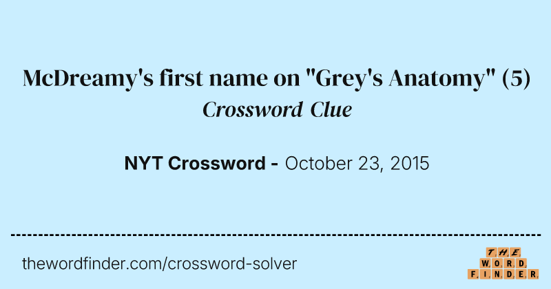 McDreamy's first name on "Grey's Anatomy" crossword clue image